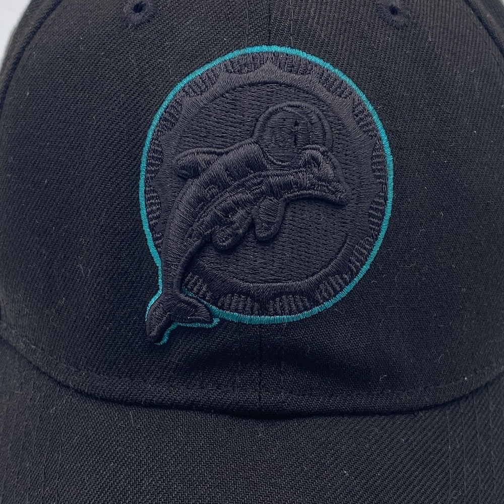Miami Dolphins Blackout Hat New Era 9Forty Black Snapback Cleaned Teal - Picture 3 of 11